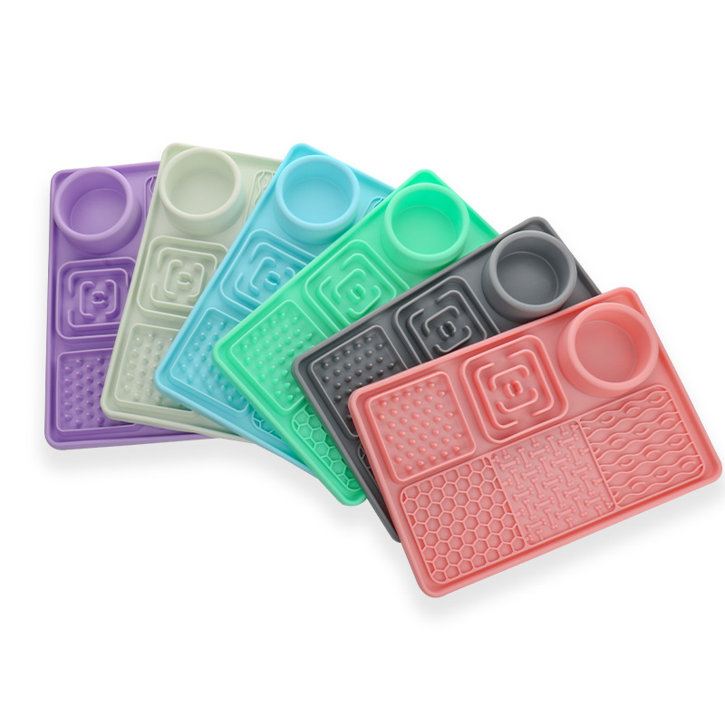 Colored silicone pet feeding pads, special stainless steel feeding bowls for cats, pet supplies Item Picture