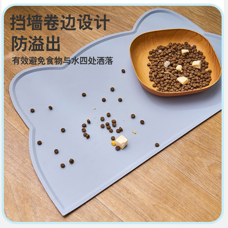 Pet supplies: Cat and dog silicone placemats are waterproof, anti-slip, washable, easy to clean for cats, and prevent water leakage. Dog food plate MATS are thickened Specification image