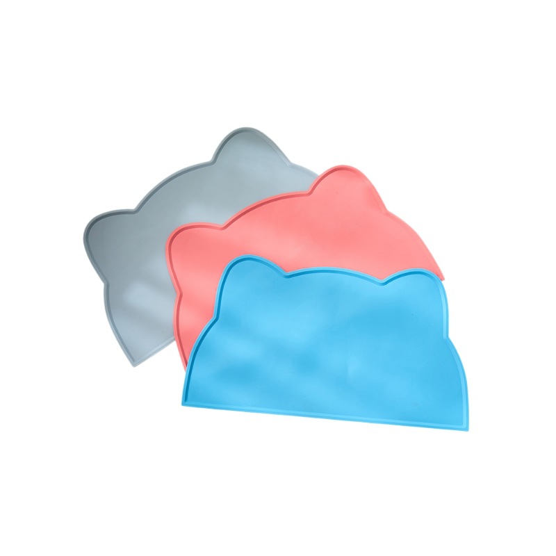 Pet supplies: Cat and dog silicone placemats are waterproof, anti-slip, washable, easy to clean for cats, and prevent water leakage. Dog food plate MATS are thickened Item Picture