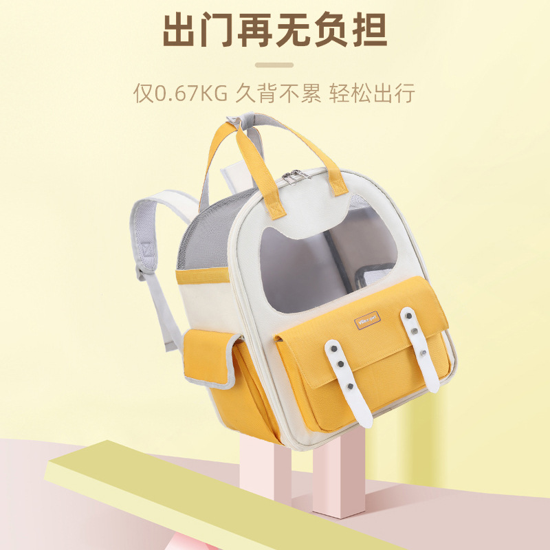 Nuevo estilo portátil pet bag wholesale doble hombro portátil transpirable pet products mochila aircase cat bag Specification image