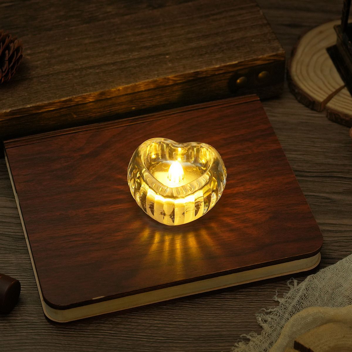 Atmospheric crystal transparent candle night light, simple LED desktop small decoration, luminous small light, photo prop detail image 5