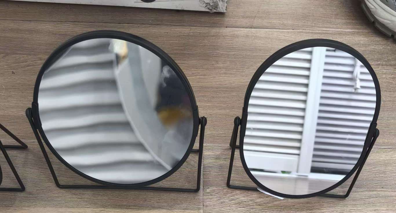 Black round mirror, decorative mirror for living room and bedroom, frameless wall-mounted mirror without drilling detail image 1