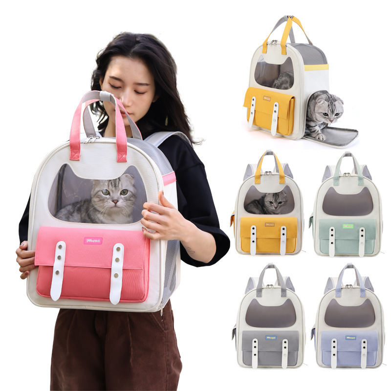 Nuevo estilo portátil pet bag wholesale doble hombro portátil transpirable pet products mochila aircase cat bag