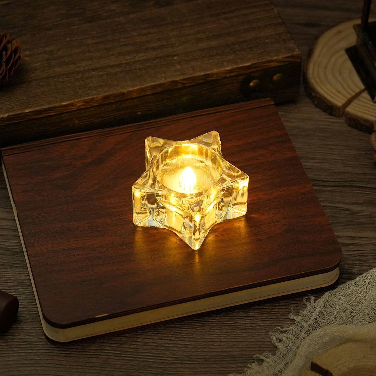 Atmospheric crystal transparent candle night light, simple LED desktop small decoration, luminous small light, photo prop Specification image