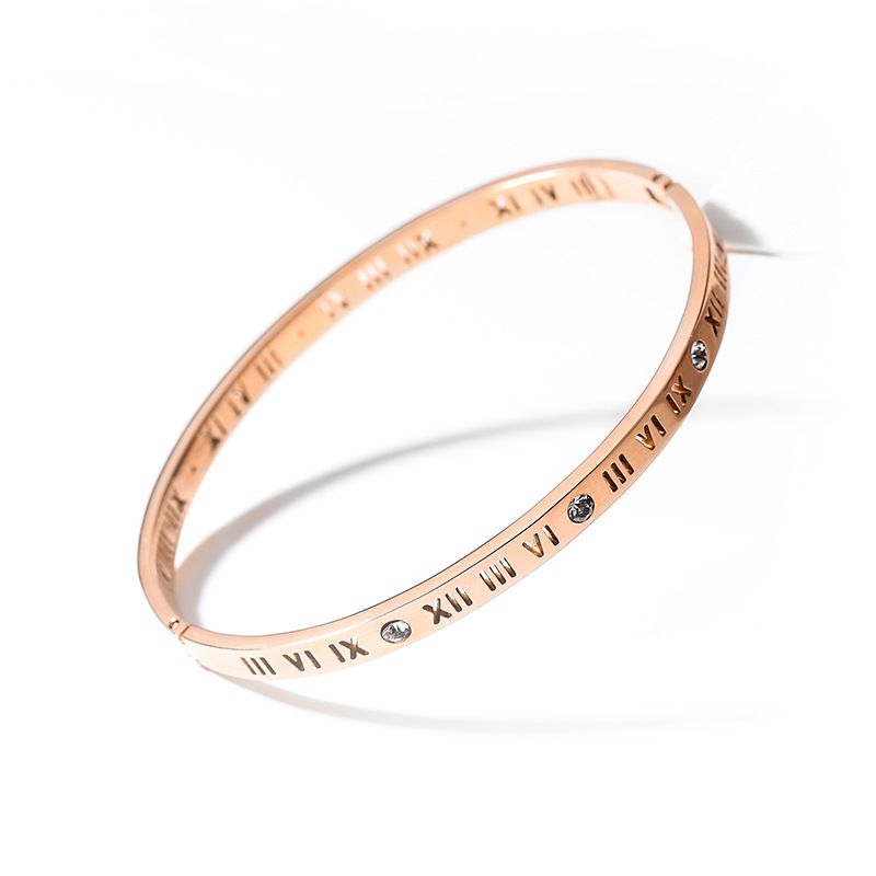 Titanium steel bracelet, fashionable and individual, Roman letters do not fade, Korean simple women's bracelet with accessories, men's European and American style details Picture