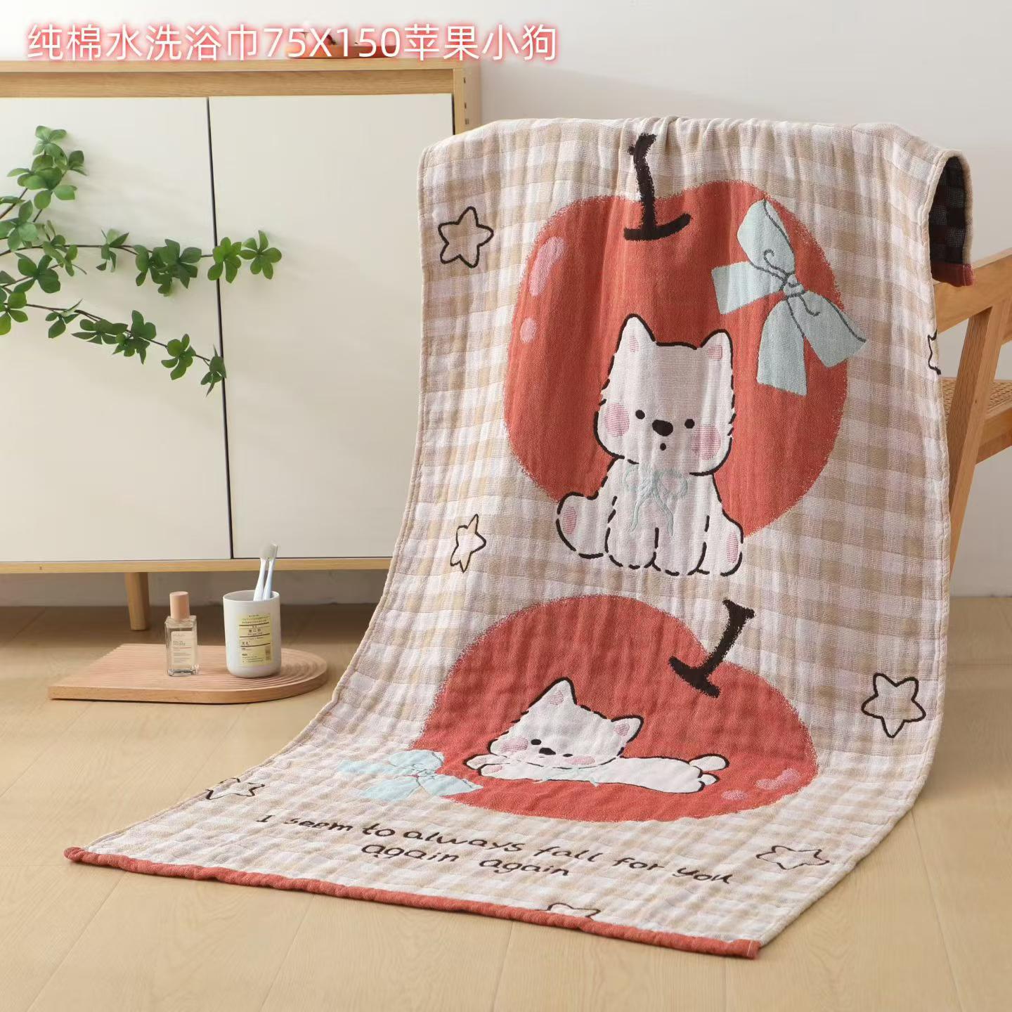 75*150 six-layer pure cotton gauze bath towel, Class A, specially designed for babies, super soft, absorbent and non-shedding, newborn bath wrap Application Scenario