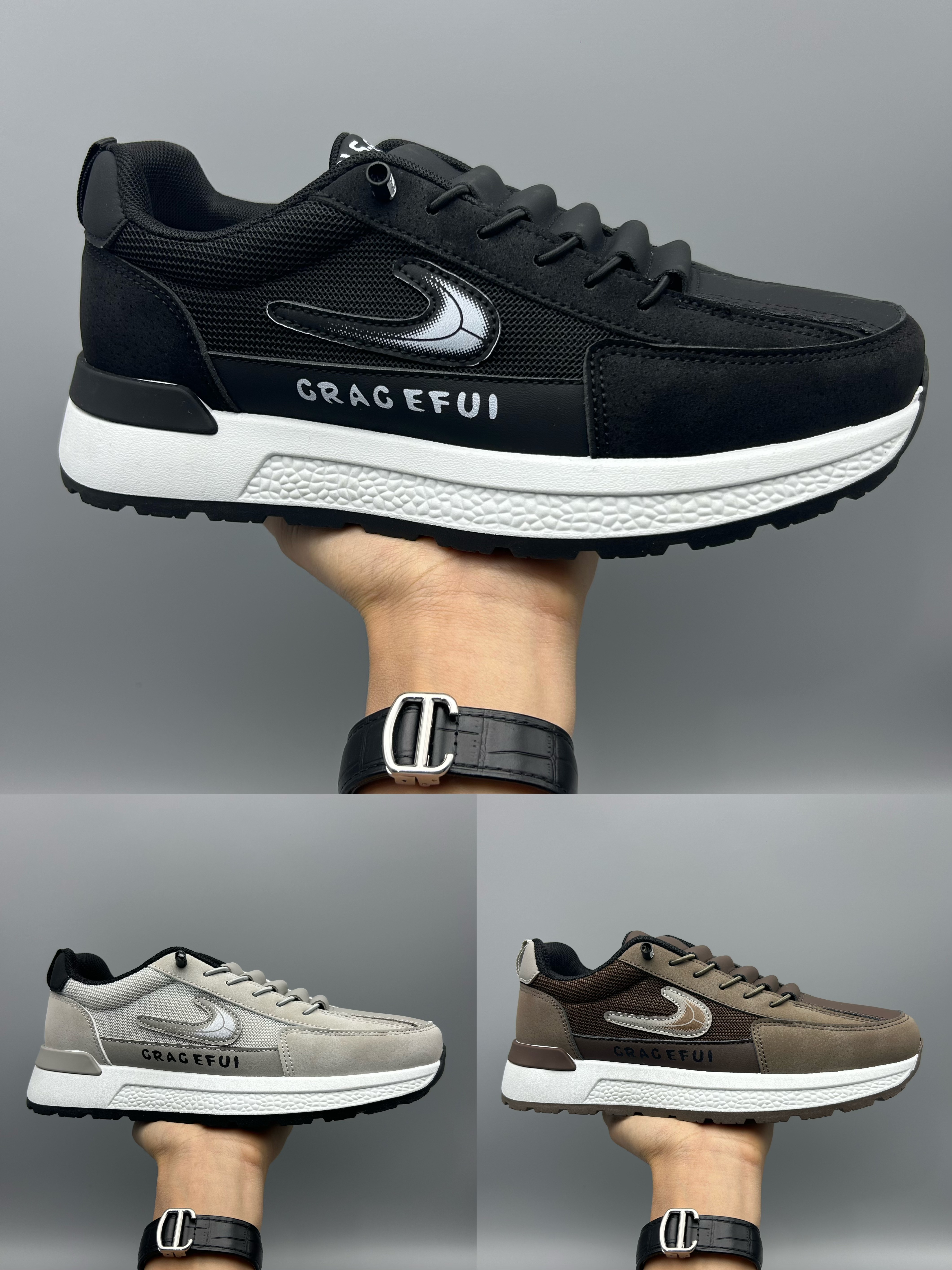 黑色灰色棕色运动鞋男Shoes 休闲百搭轻便