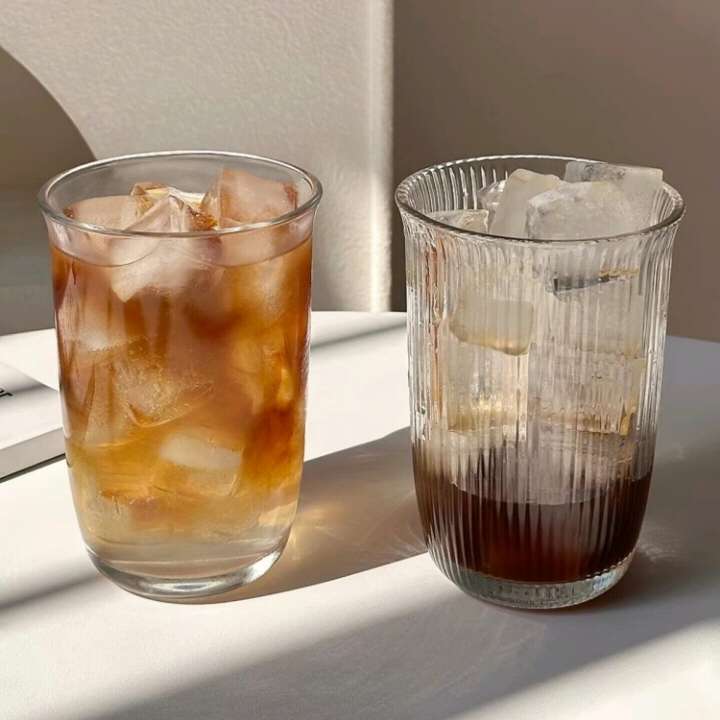 ins冰美式拿铁咖啡杯耐热饮品杯玻璃杯透明冷饮杯喝水杯子牛奶杯