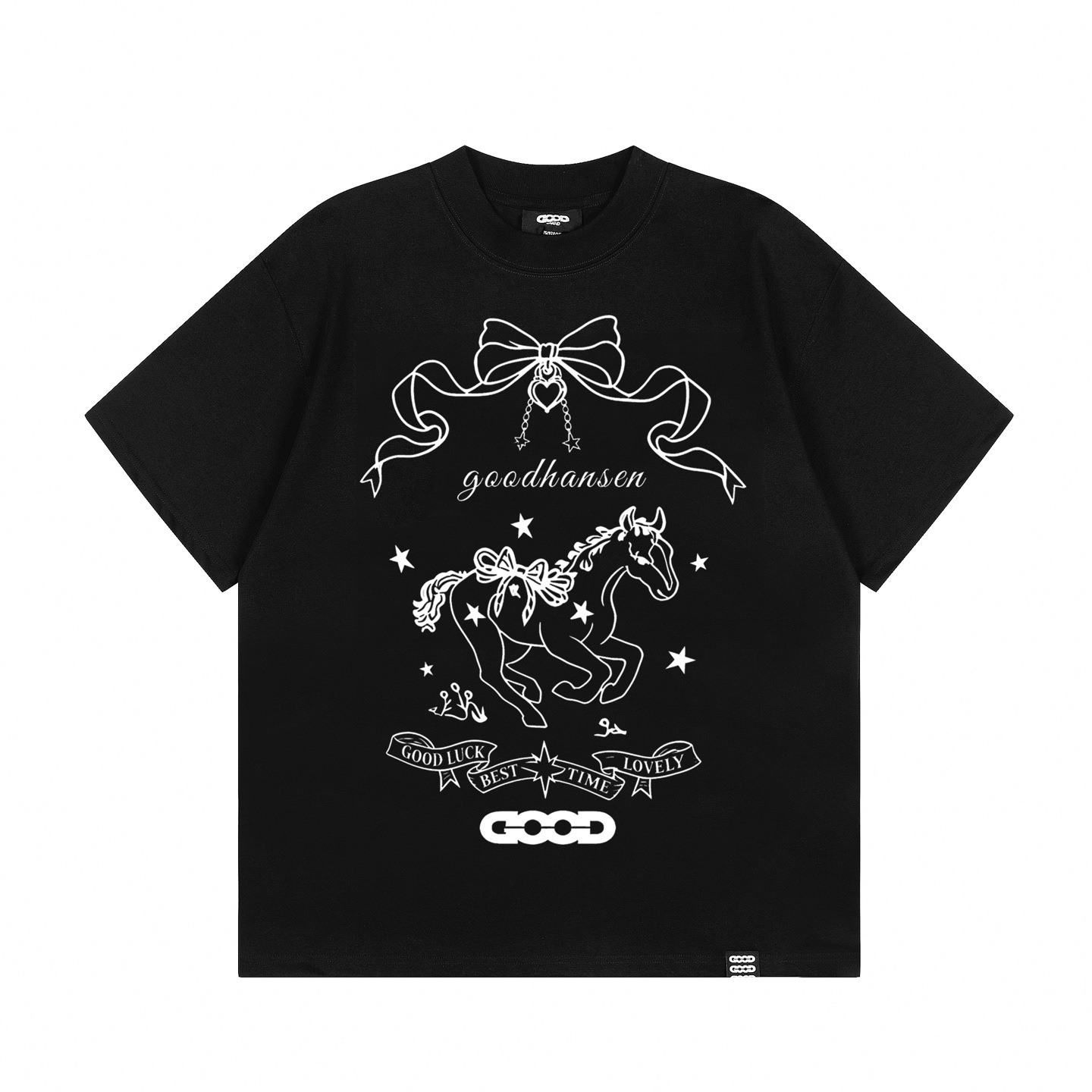 In 2026, China's wholesale of best-selling short-sleeved T-shirts with glitter prints from Europe and America, featuring a light luxury, fashionable and high-end feel, are available in both men's and women's styles. Black and white short-sleeved T-shirts are trendy Item Picture