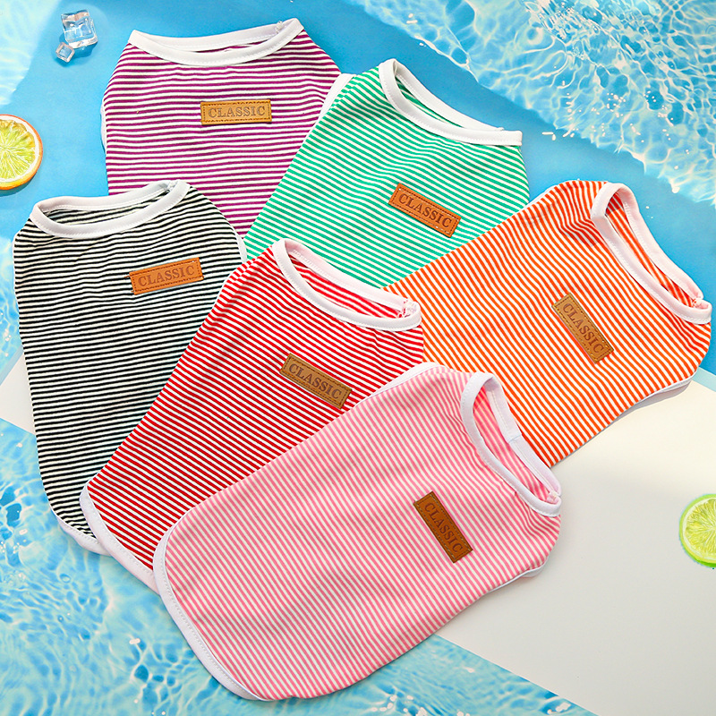 Colorful striped pet vests, dog four-legged cool clothes, pet clothing, summer breathable supplies Application Scenario