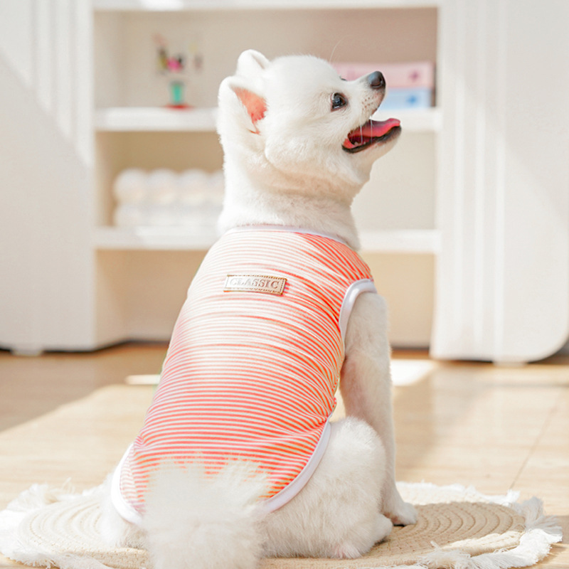 Colorful striped pet vests, dog four-legged cool clothes, pet clothing, summer breathable supplies