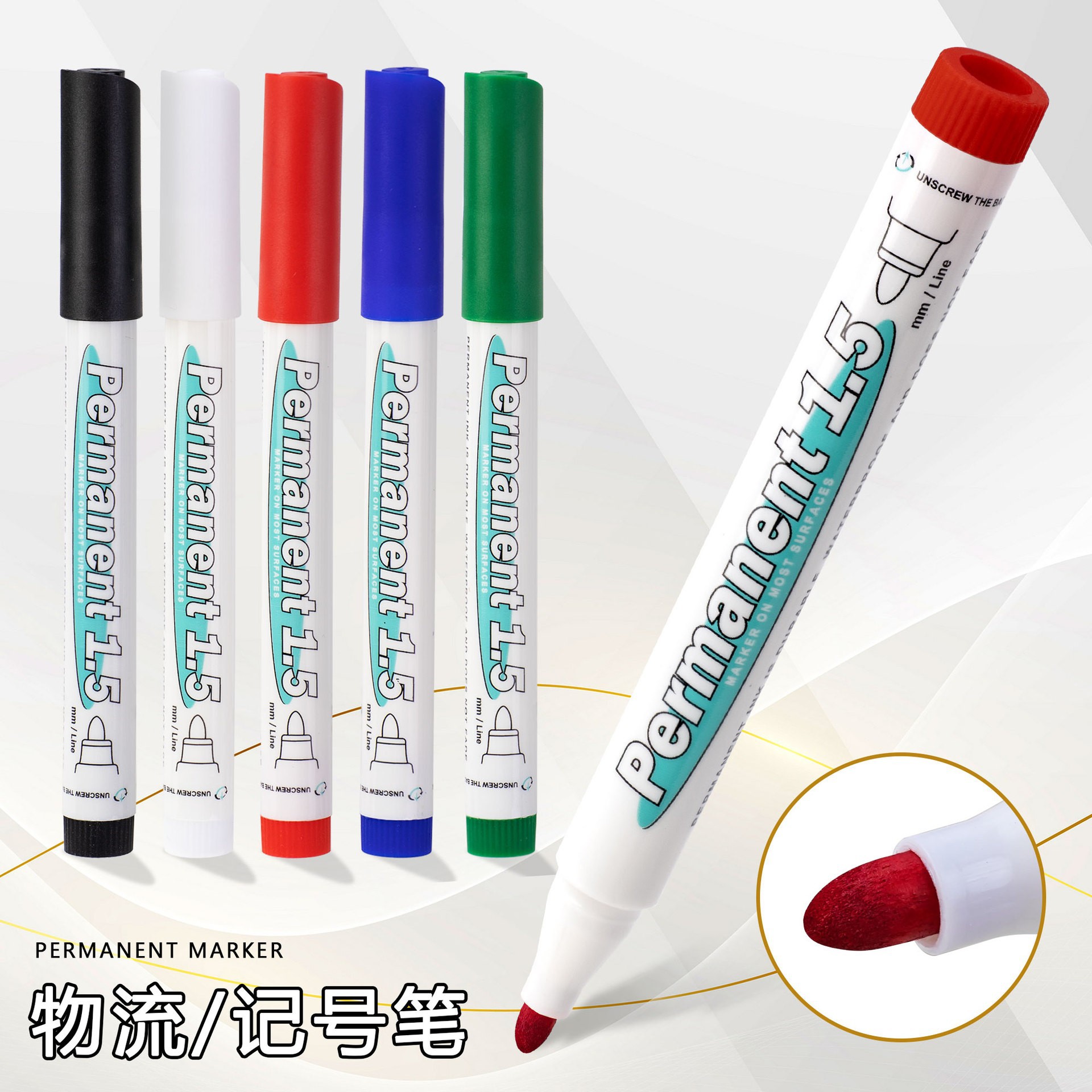 The Guangna 803 oil-based waterproof marker pen can be filled with ink without fading. It is a high-gloss colored marking pen with a large capacity for painting details Picture