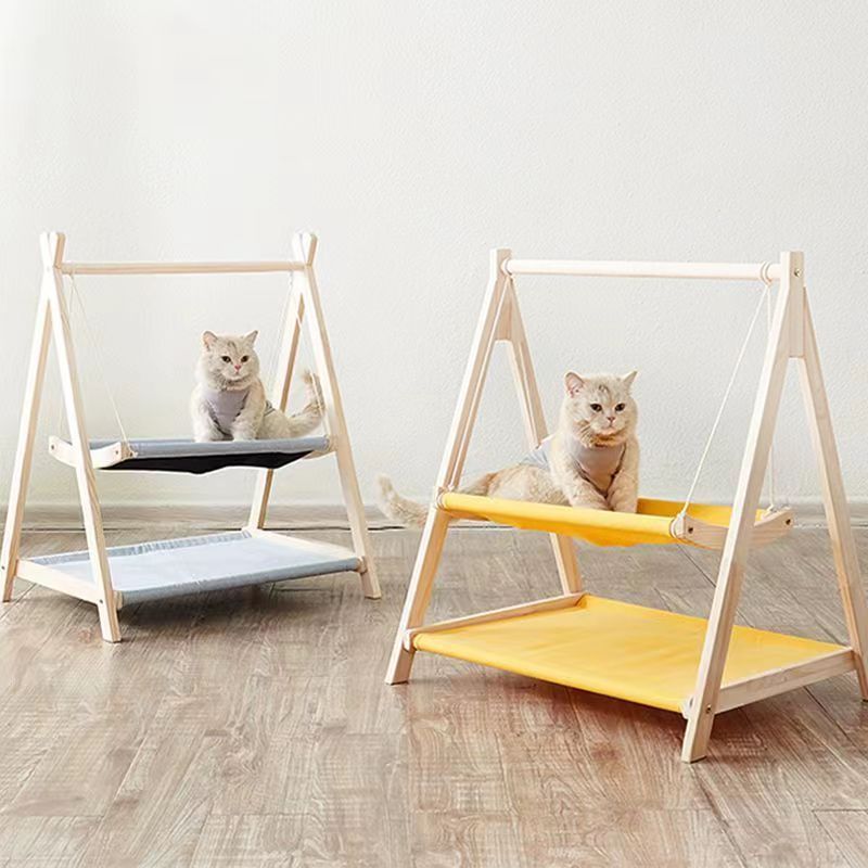 Venta al por mayor suministros de madera sólida para mascotas gato swing hamaca removible lavable cuatro estaciones universal gato perro juguetes de ocio details Picture