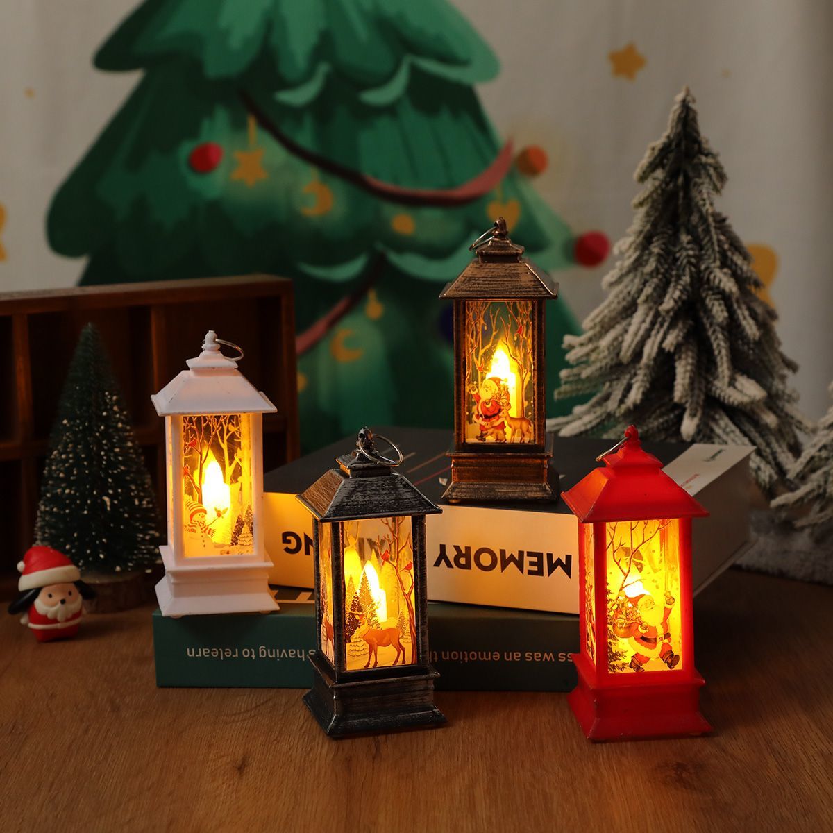 Christmas wind lights, LED electronic candle lights, retro night lights, elderly snowman table ornaments, Christmas decorations, ambient lights detail image 13