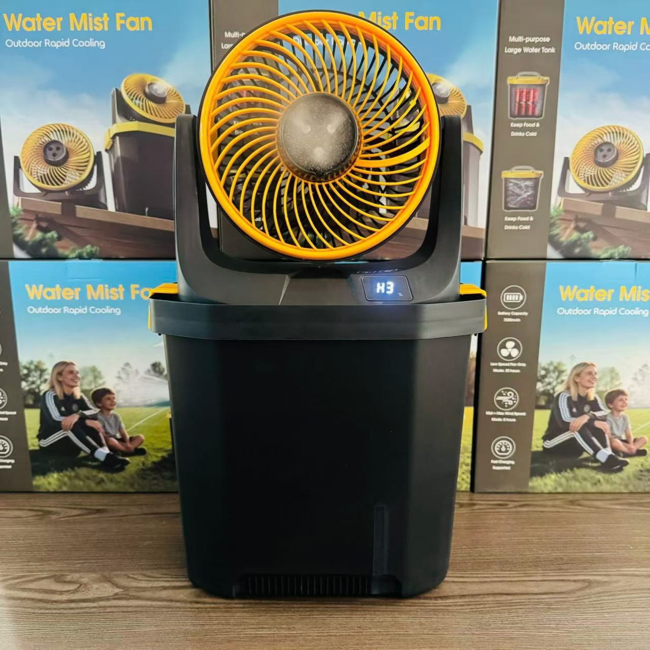 Outdoor solar fan lamp camping tent fan can illuminate, portable long-lasting dual-purpose electric fan, rechargeable