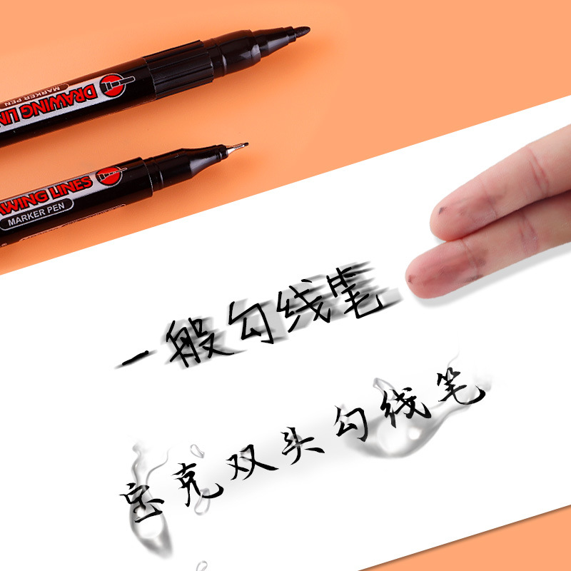 Bao Ke small double-headed oil-based marker pen, red, blue, black outlining pen, ink-refilling, express logistics pen, marker pen Application Scenario
