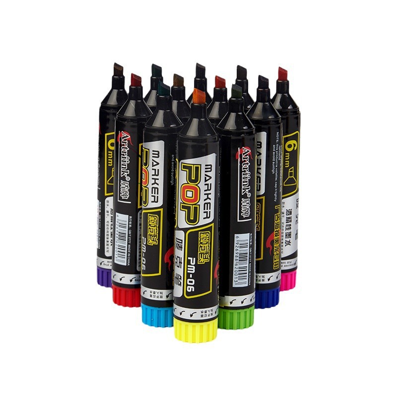 The shield can be inked with POP Mark pen, 12mm oil-based waterproof marker pen, hand-drawn poster, wide-head advertising pen, marker pen Item Picture