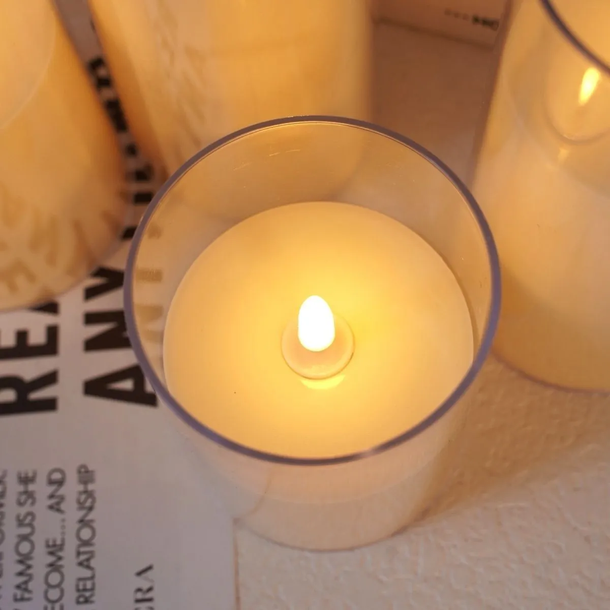 LED electronic candle lights, atmosphere transparent cover candle lights, acrylic candle lights, wedding, festival, party, proposal and confession electronic candle lights detail image 3