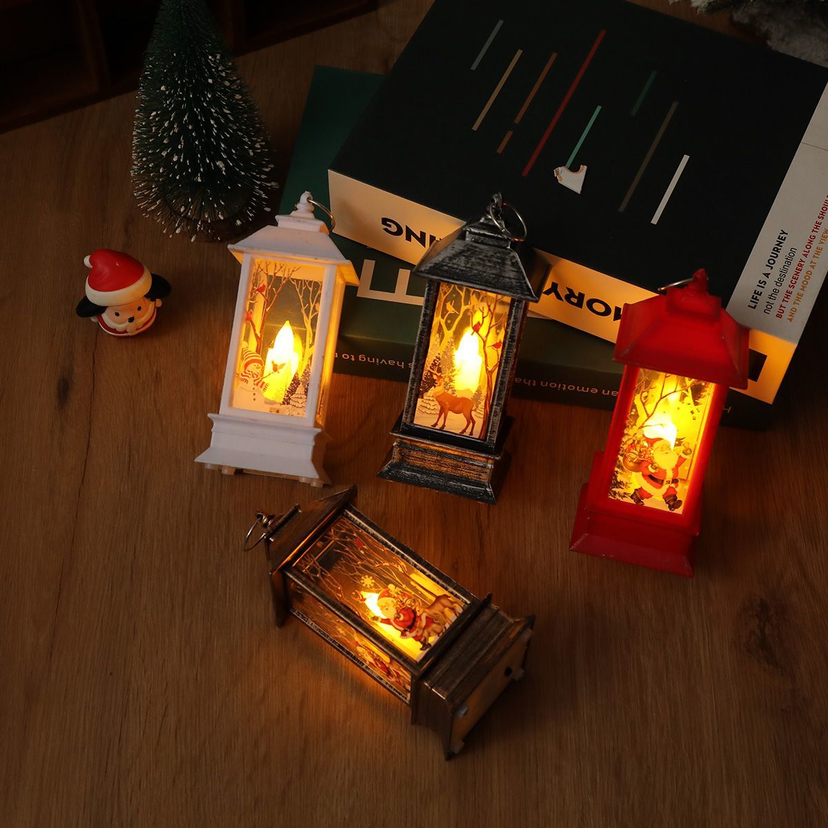 Christmas wind lights, LED electronic candle lights, retro night lights, elderly snowman table ornaments, Christmas decorations, ambient lights detail image 12
