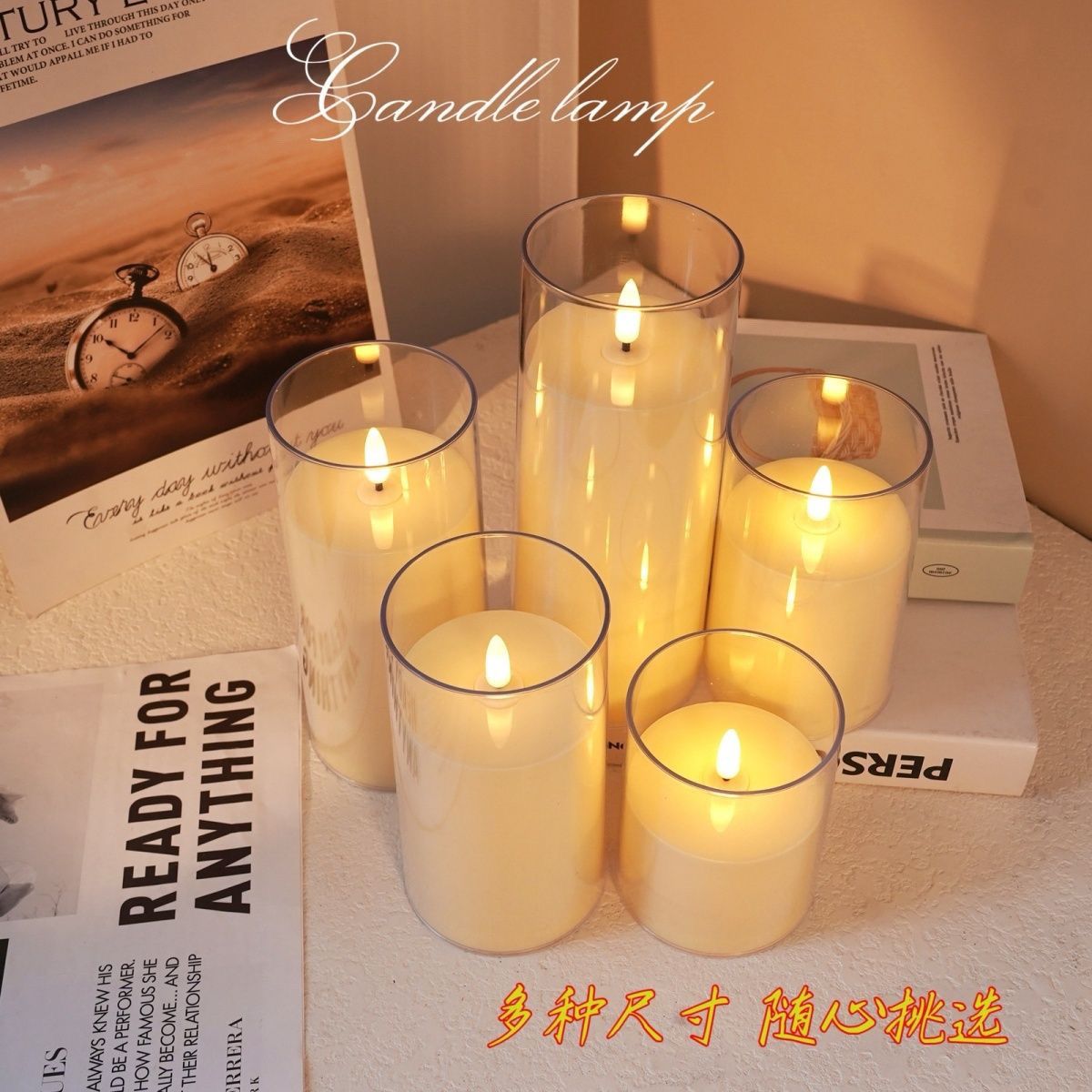 LED electronic candle lights, atmosphere transparent cover candle lights, acrylic candle lights, wedding, festival, party, proposal and confession electronic candle lights
