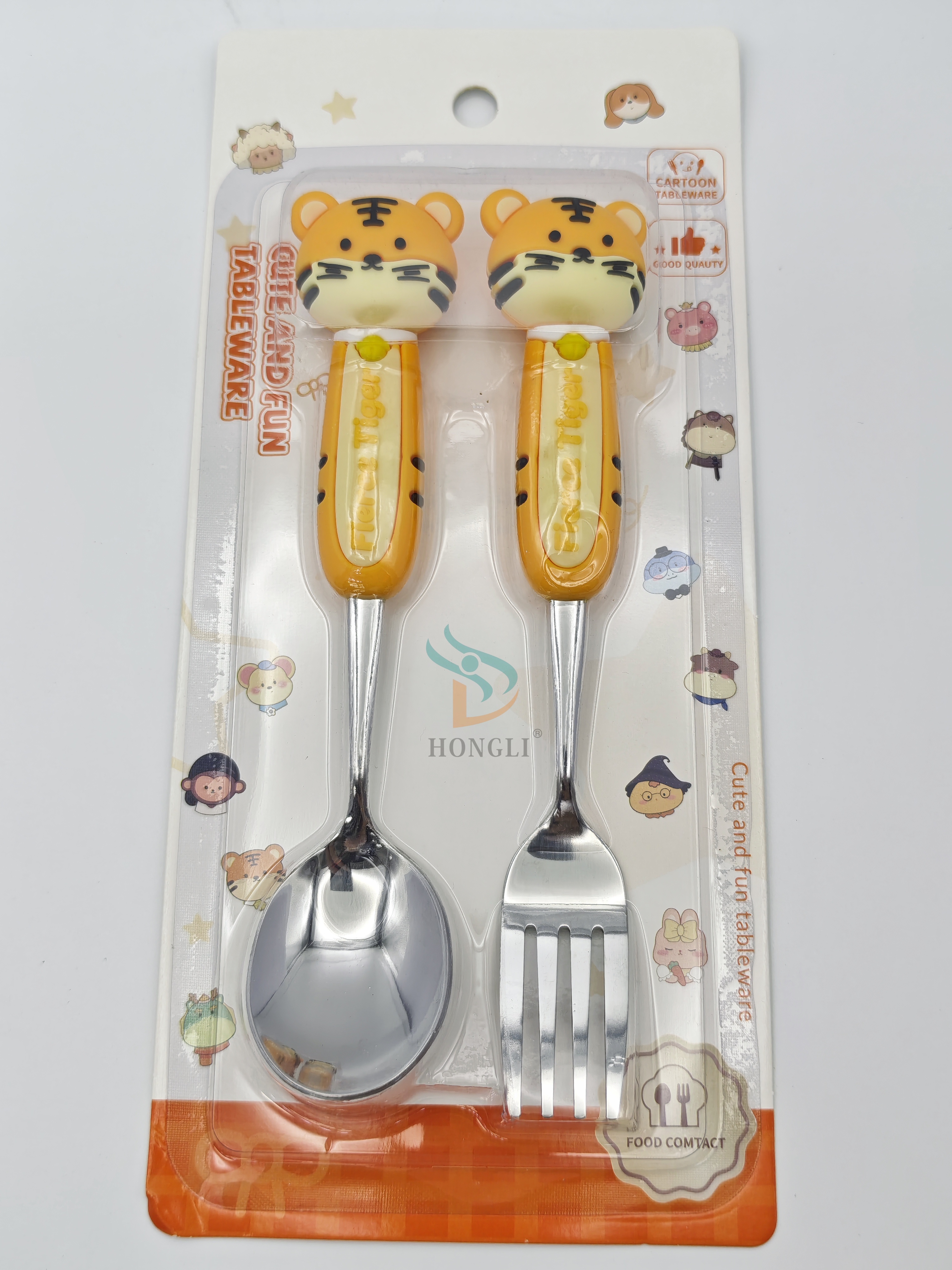 Cartoon children's stainless steel spoon and fork set