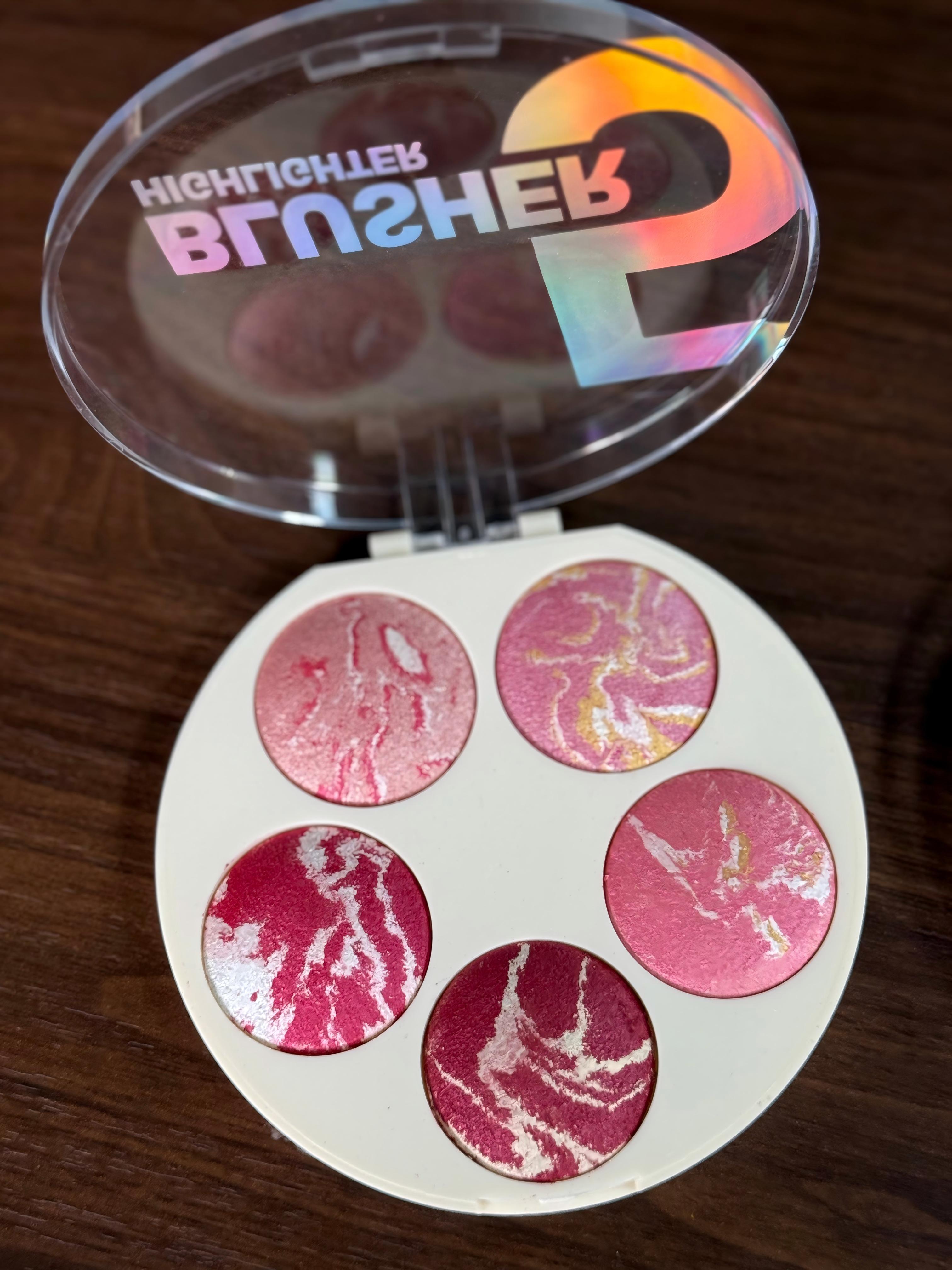 Cross-border pearlescent facial blush, highlighter Contouring powder box, Sequined Highlighter matte eyeshadow, baking powder, five-color blush plate details Picture