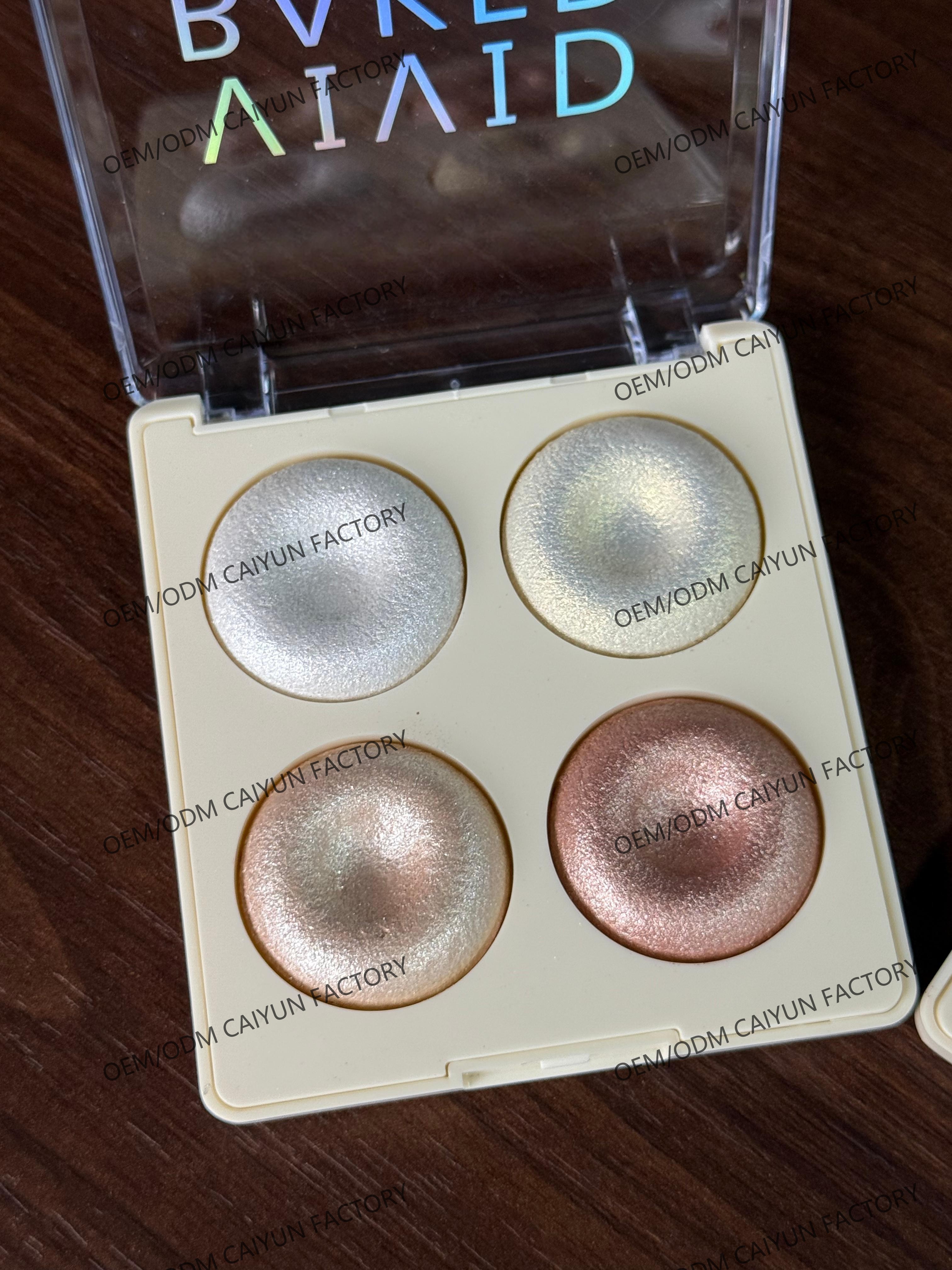 Bestseller new four-color pearlescent baking powder compact makeup wholesale, contouring blush one-piece set, cross-border exclusive high-gloss eyeshadow Item Picture