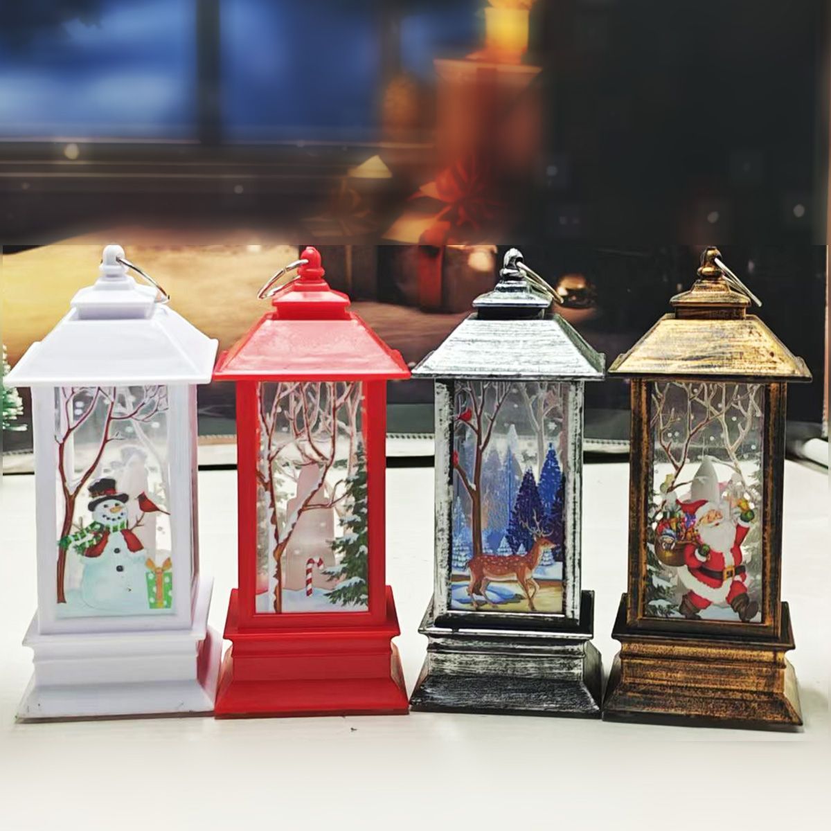 Christmas wind lights, LED electronic candle lights, retro night lights, elderly snowman table ornaments, Christmas decorations, ambient lights