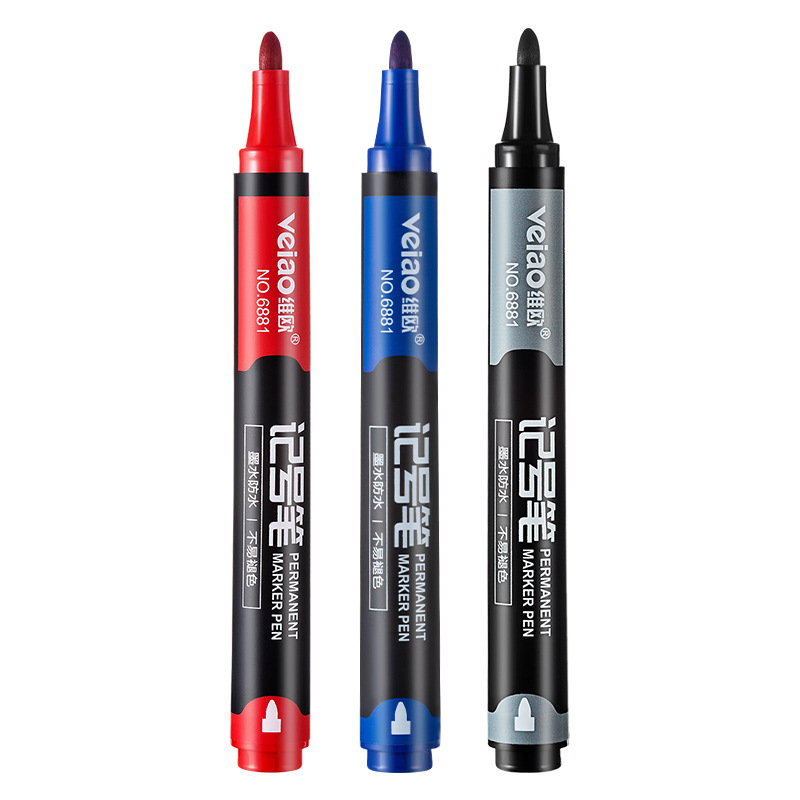 Vio thick-tipped oil-based marker pens are waterproof and do not fade easily. They are large-capacity black, red and blue marker pens Item Picture
