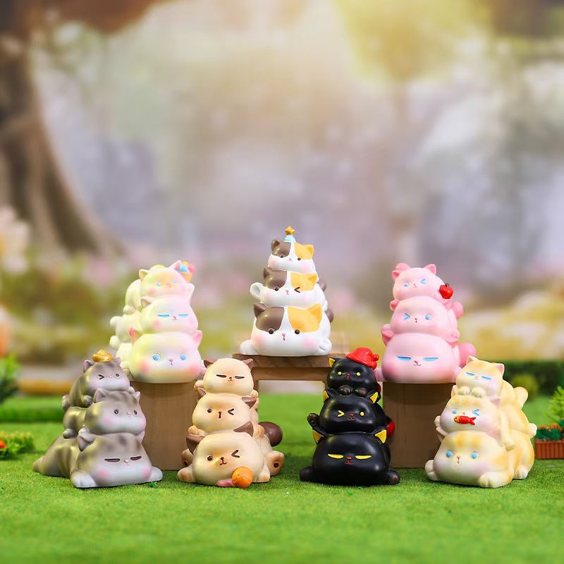 撸猫叠叠乐盲盒可爱卡通桌面摆件创意车载小装饰图