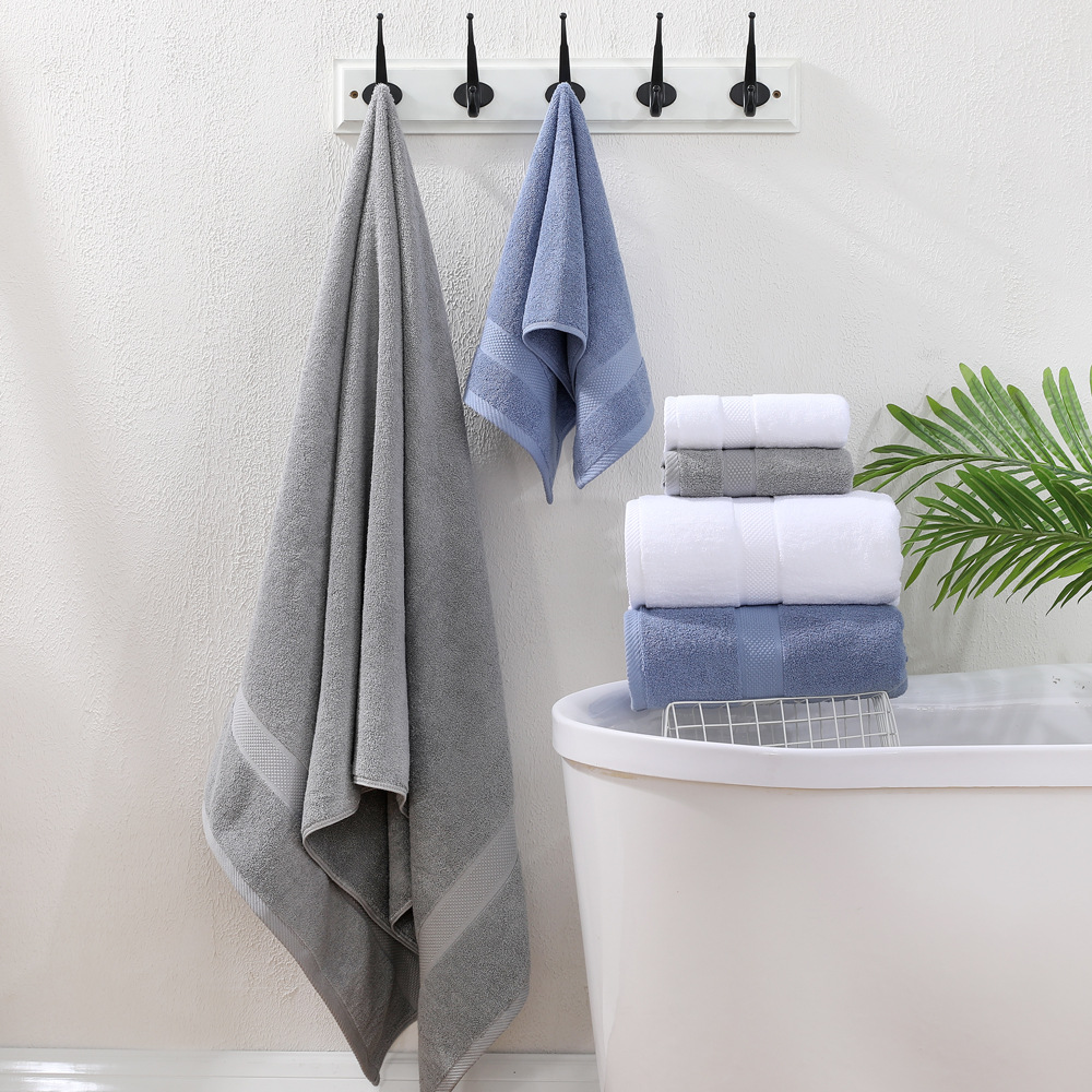 Pure cotton bath towels, enlarged and thickened, absorbent, household gift, supermarket, star-rated bath hotel, can be embroidered with logo Specification image