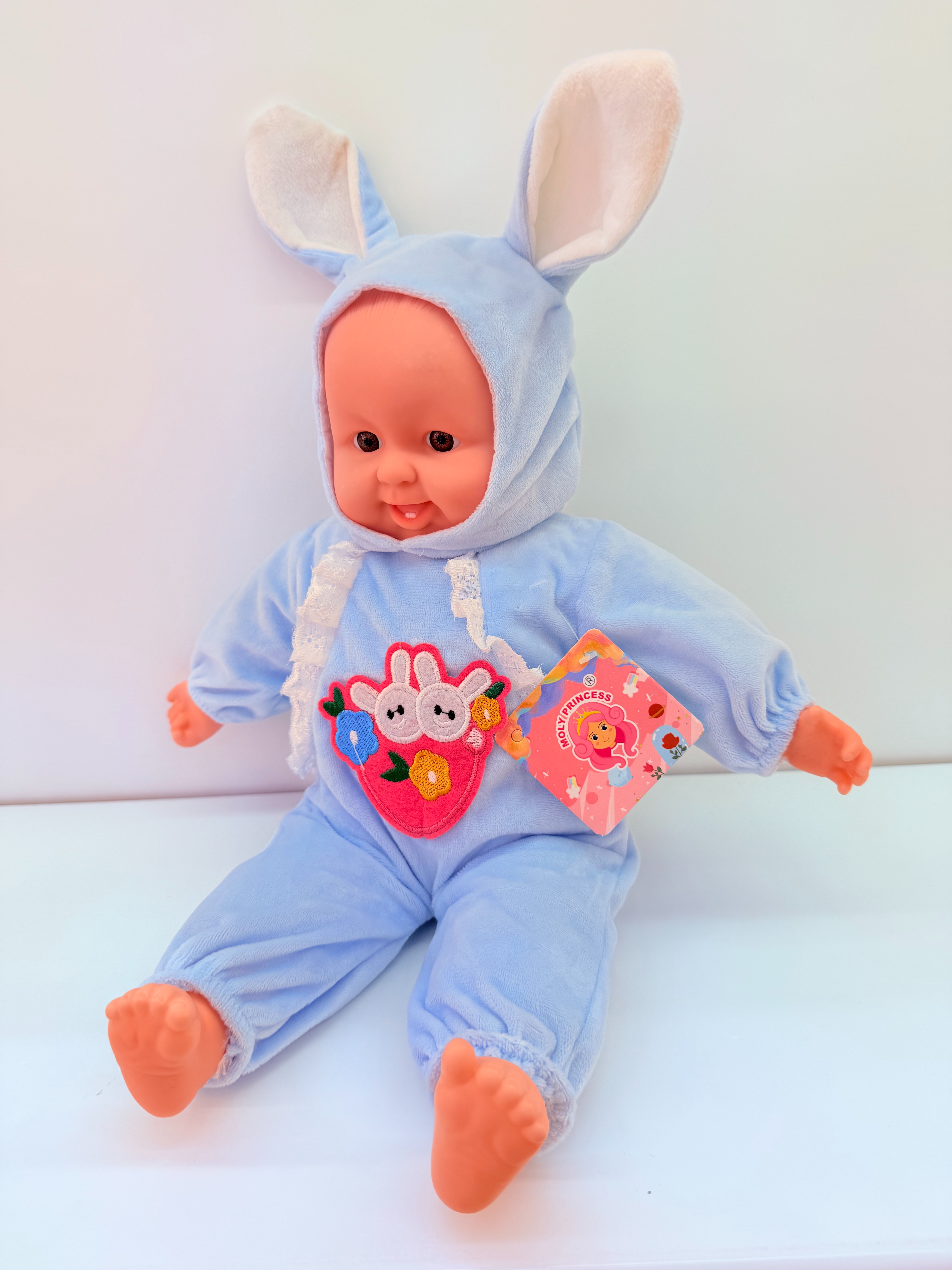 Muñeca mediana de la risa de la oreja de conejo apretar con la risa curar muñeca linda comercio exterior estilo explosivo Specification image