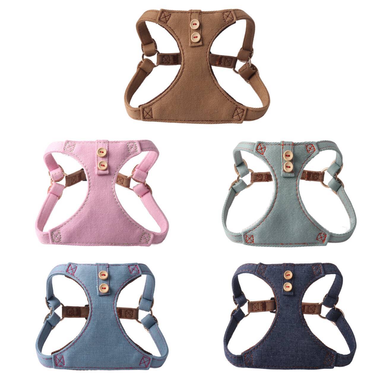 New pet supplies: Pure cotton denim series, denim button chest and shoulder strap, dog leash vest Specification image