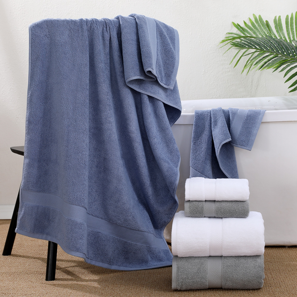 Pure cotton bath towels, enlarged and thickened, absorbent, household gift, supermarket, star-rated bath hotel, can be embroidered with logo Application Scenario