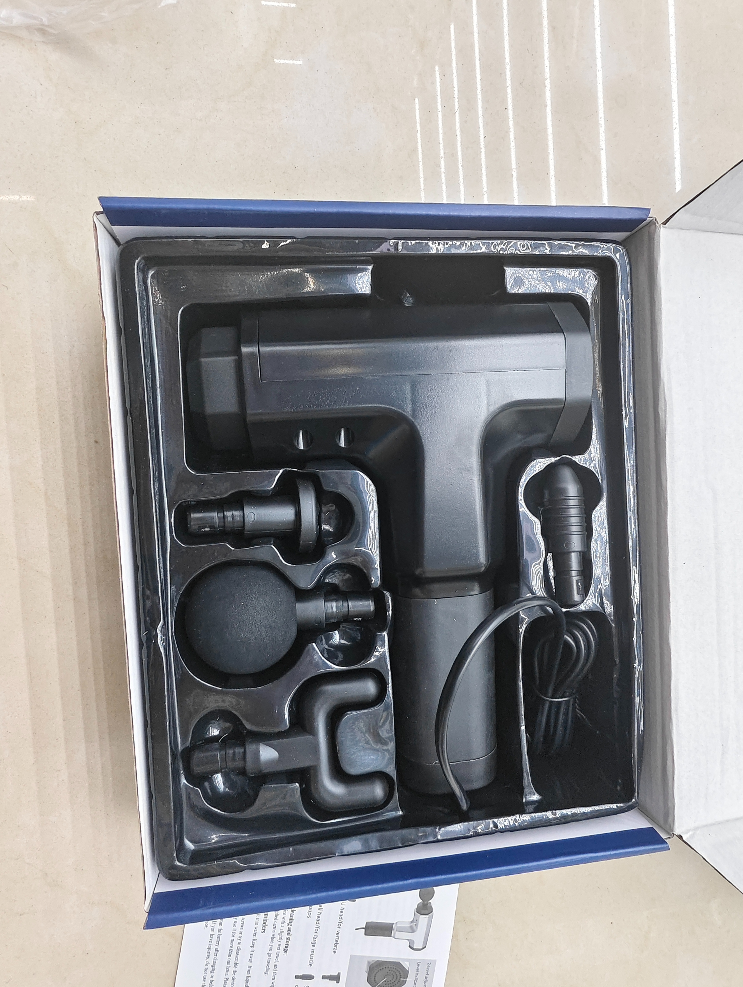Binlong Technology blue packaging box massage gun, fascia gun, electronic massage gun, fascia gun details Picture