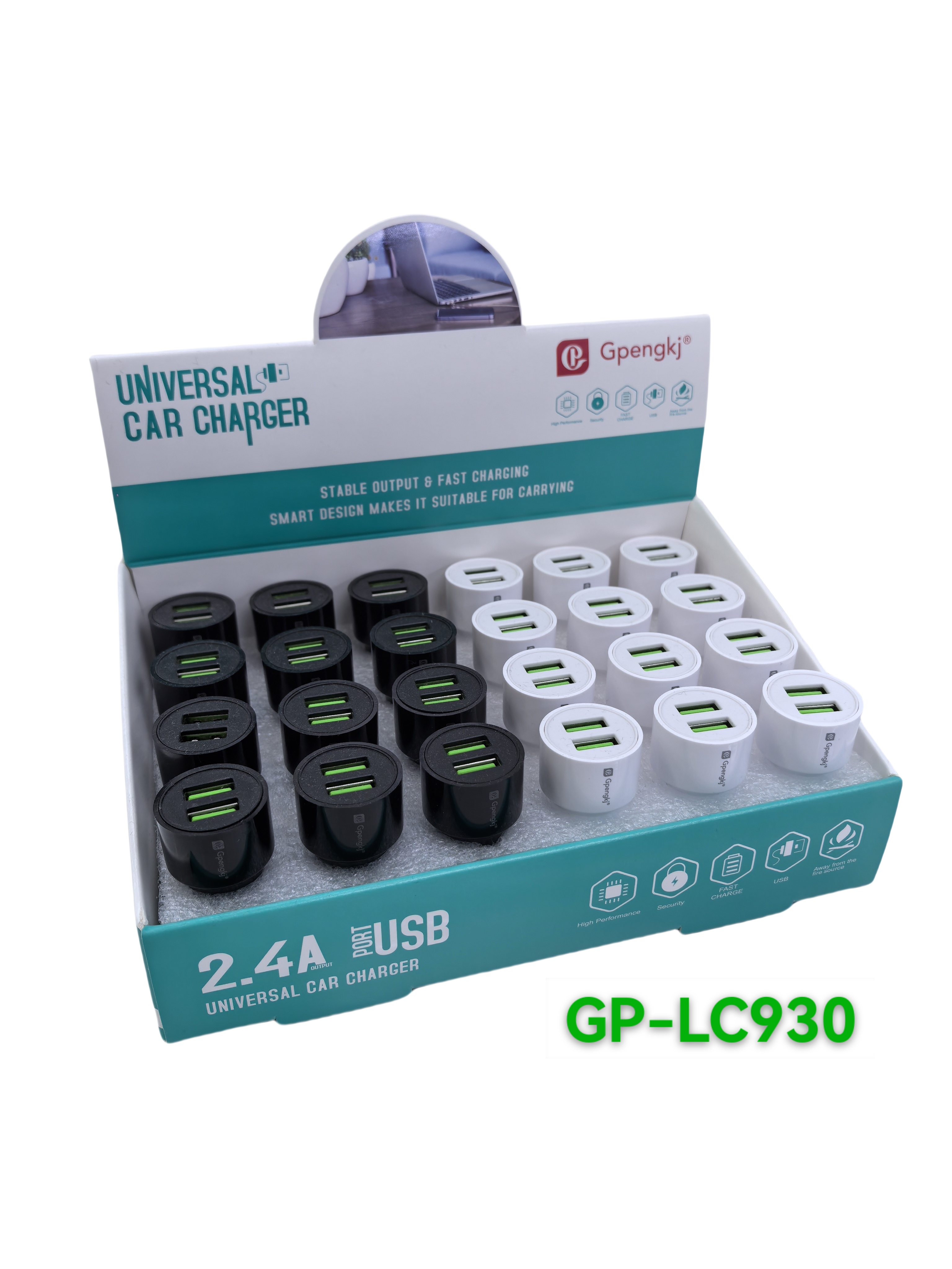 黑色白色双色2.4A双USB口车载充电器点烟器快充车充车载充电器超级快充头适用华为手机点烟器汽车用usb转换插头车充
