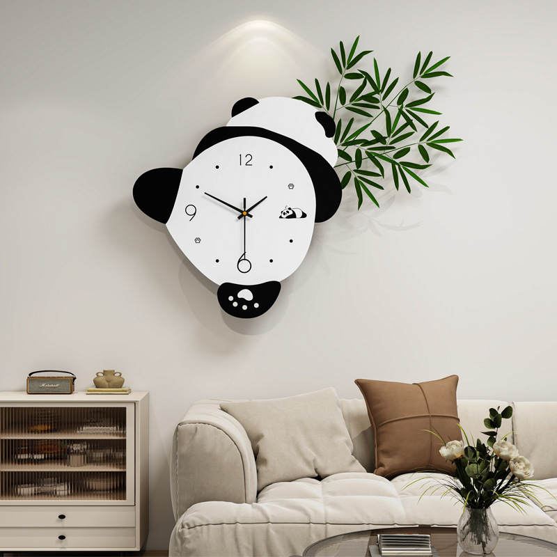 Panda-shaped children's wall clock, wall watch, hanging clock, fj