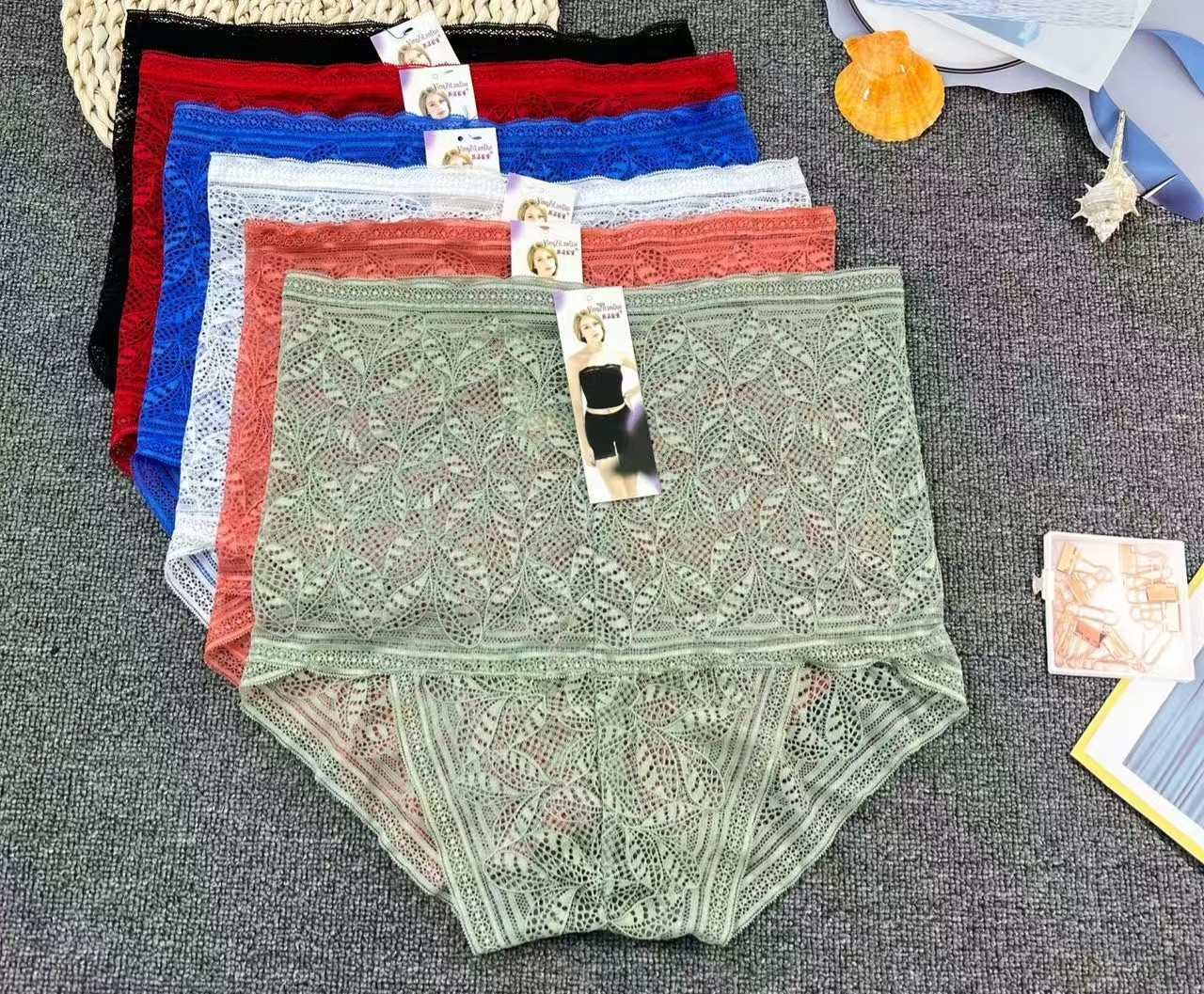 8863＃外贸内裤出口南非超高腰性感蕾丝内裤女舒适版加大码女士三角内裤QNI