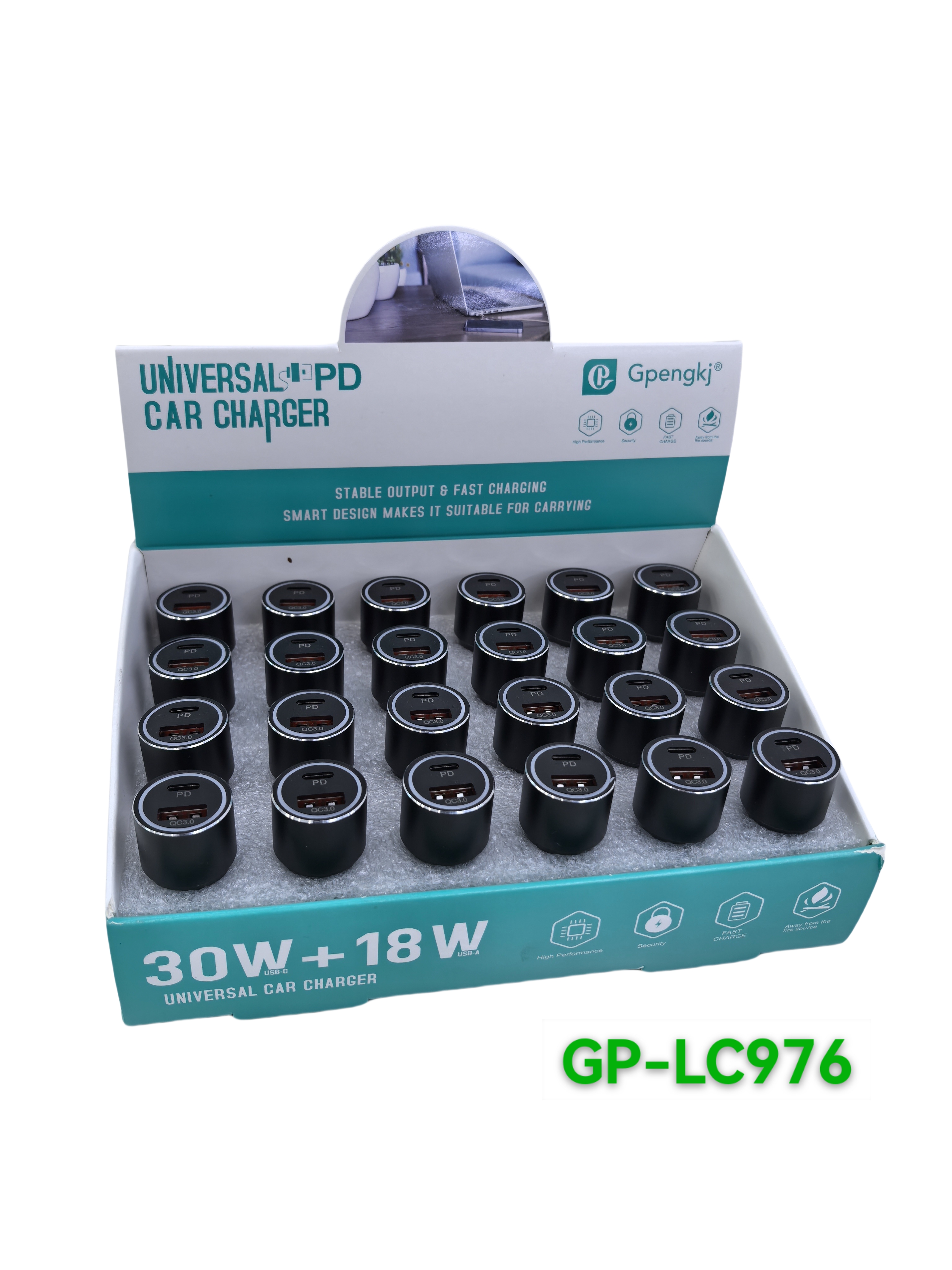 车载充电器点烟器快充车充车载充电器30W+18W快充USB-C/A接口通用苹果PD充电线iPhone15/16/17