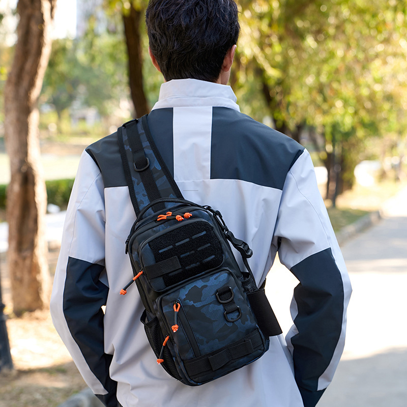 Lure bag, men's waterproof large-capacity single-shoulder bag, multi-functional fishing single-pole fishing bag, outdoor sports crossbody bag details Picture
