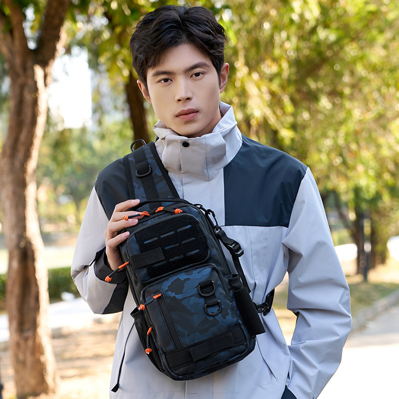 Lure bag, men's waterproof large-capacity single-shoulder bag, multi-functional fishing single-pole fishing bag, outdoor sports crossbody bag