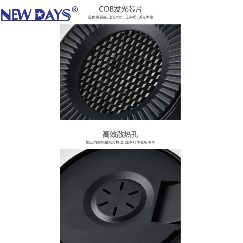 أضواء مدارية مثبتة بالمتصاص المغنطيسي من طراز LED مدمجة في Newdays العابرة للحدود، ومصابيح ذات تركيز عالي الضوء ذات تركيز عالي، ومصابيح مضيءة ذات كفاءة في استخدام الطاقة من مواد الألمنيوم، ومصابيح مدارية مضبوطة باللييود المبتعث للضوء Specification image