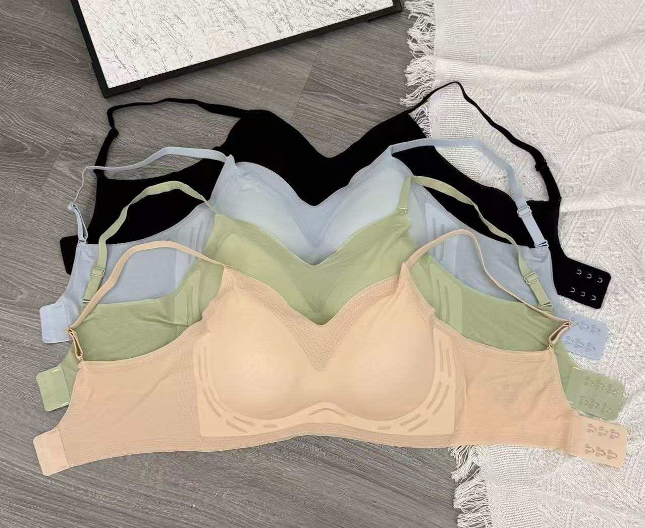 059# Foreign trade Soft Support, Light, breathable, cool, seamless lingerie, women's ice silk, no steel ring, anti-sagging, top support lift bra QNI