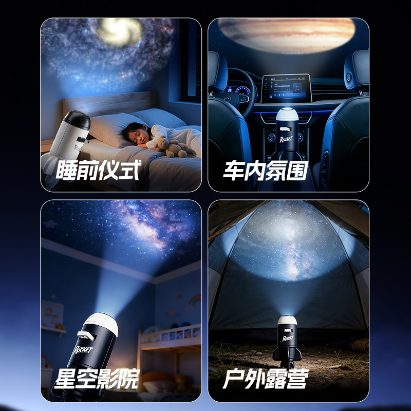 New night light, cross-border rocket, indoor starry sky projection light, home ambient light and floodlight Specification image