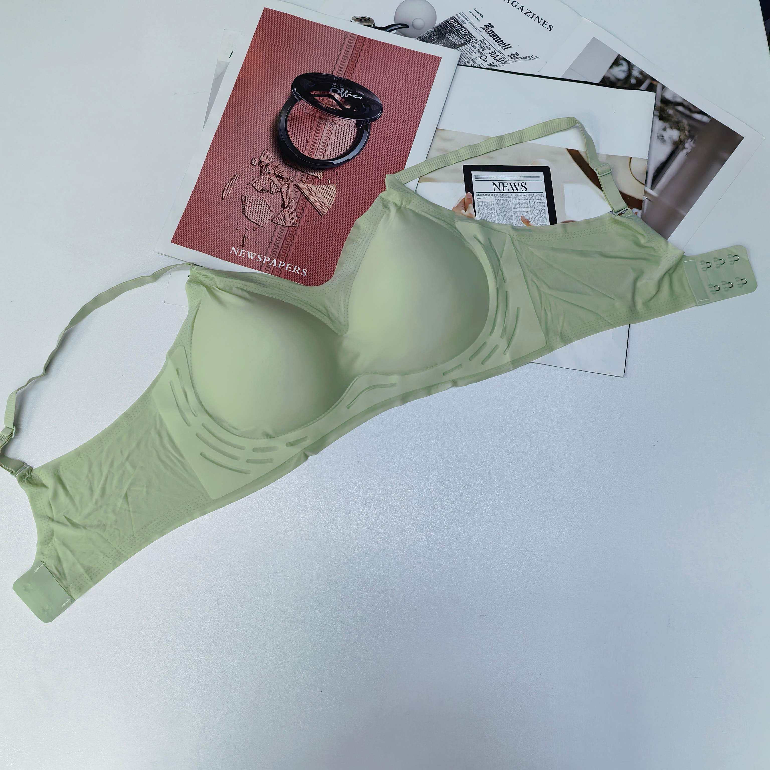 059# Foreign trade Soft Support, Light, breathable, cool, seamless lingerie, women's ice silk, no steel ring, anti-sagging, top support lift bra QNI Specification image