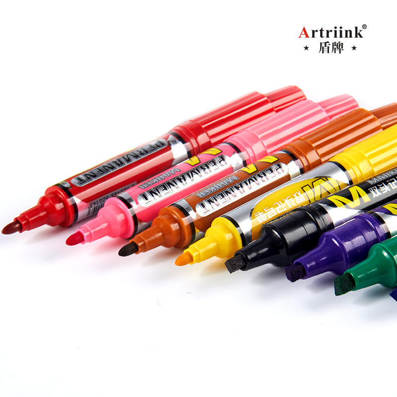 The shield can be filled with ink, oil-based double-headed marker pen, 8/12 color express shipping mark pen, DIY marking special marker pen details Picture
