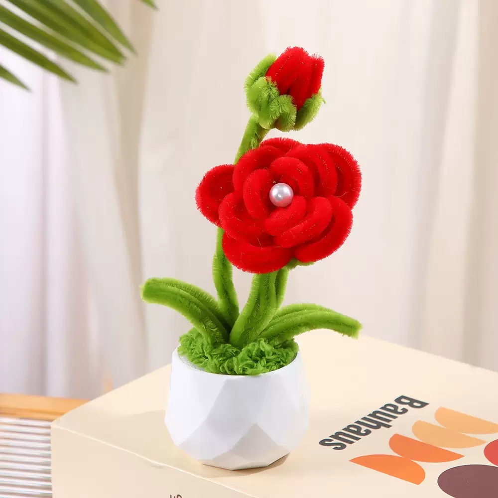Twisty stick, rose, sunflower, tulip, artificial flower book, study desk decoration, Teachers' Day decorative small potted plant