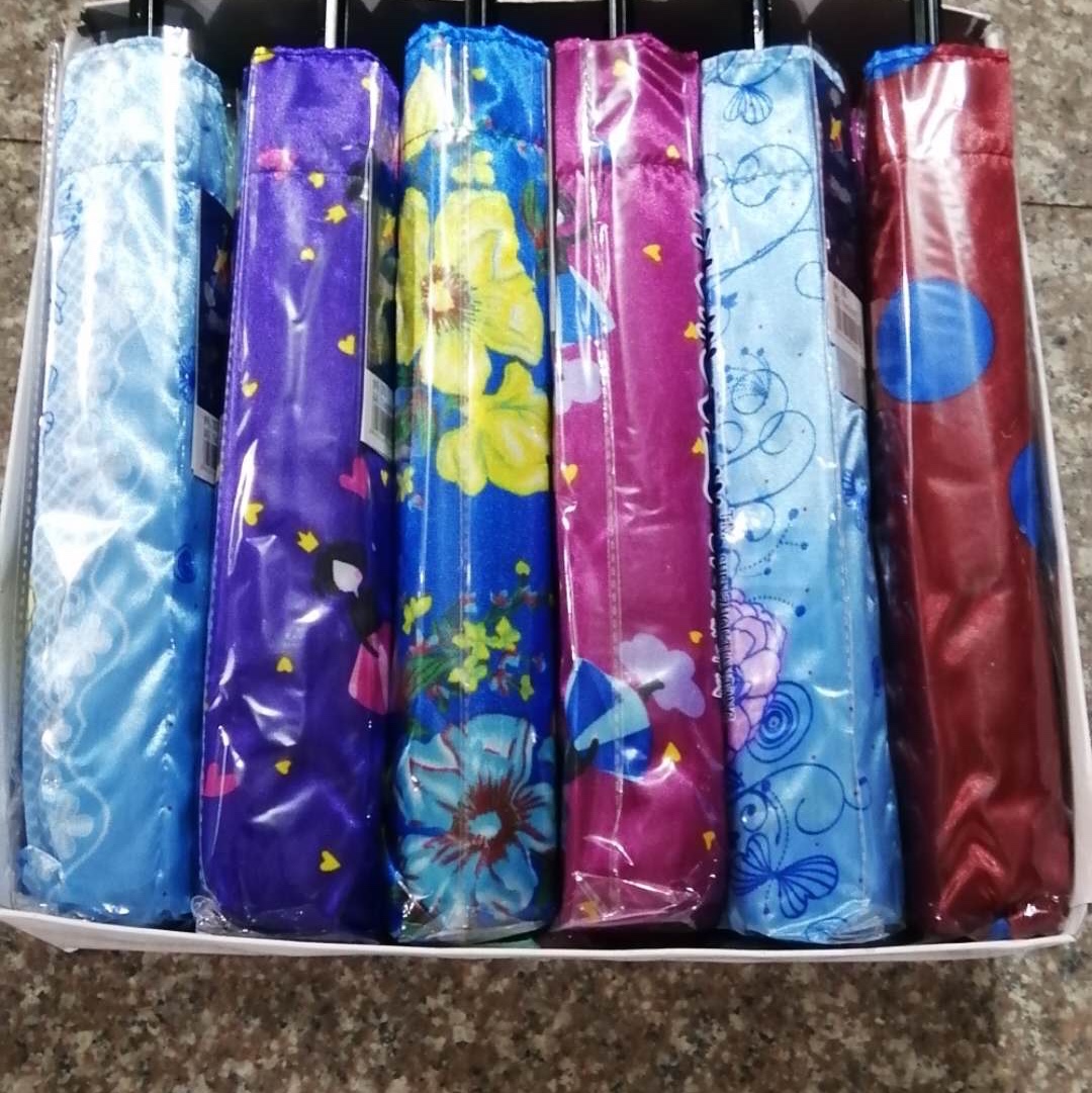 国风彩色印花折叠雨伞 便携防晒晴雨两用