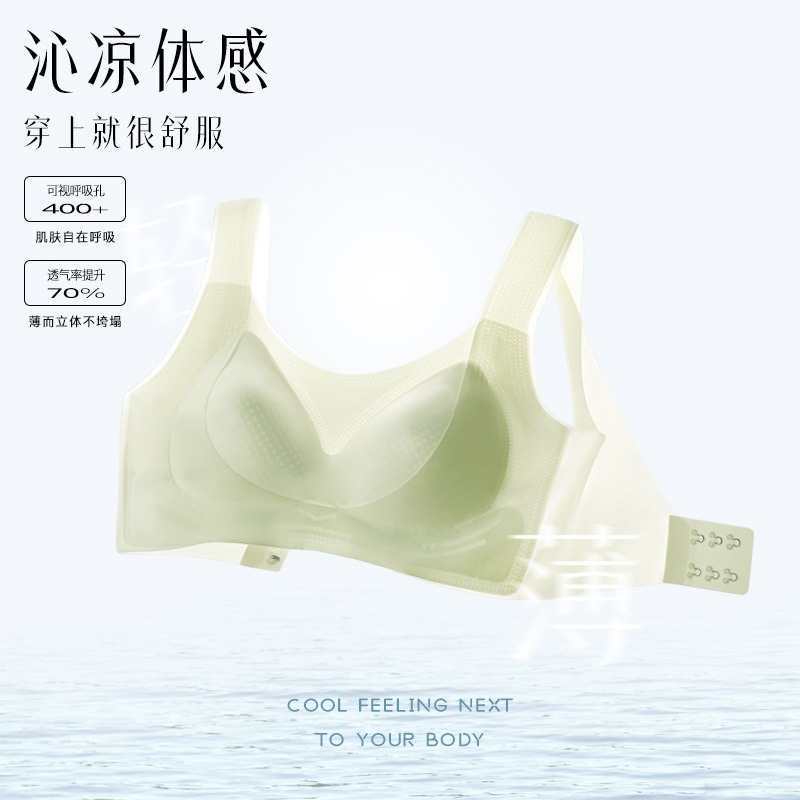 Foreign trade Ice Silk ultra-thin seamless soft support lift underwear Women's fixed Cup no steel ring breathable small chest gathering sports bra QNI Application Scenario
