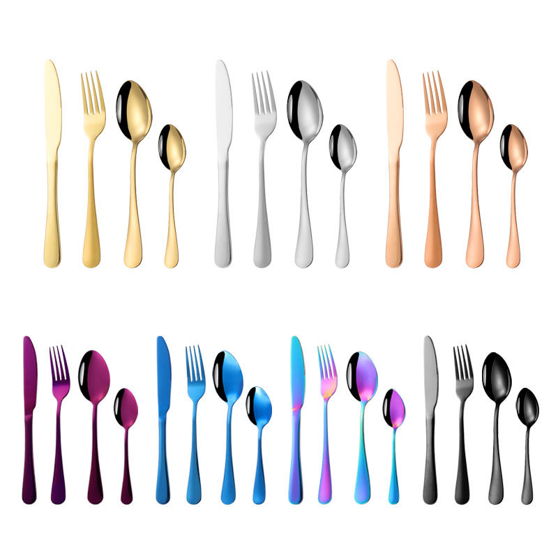 Golden Western tableware Gift Box set, 24 pieces of stainless steel knife, fork and spoon exquisite gift box, black honeycomb pattern gift box Application Scenario
